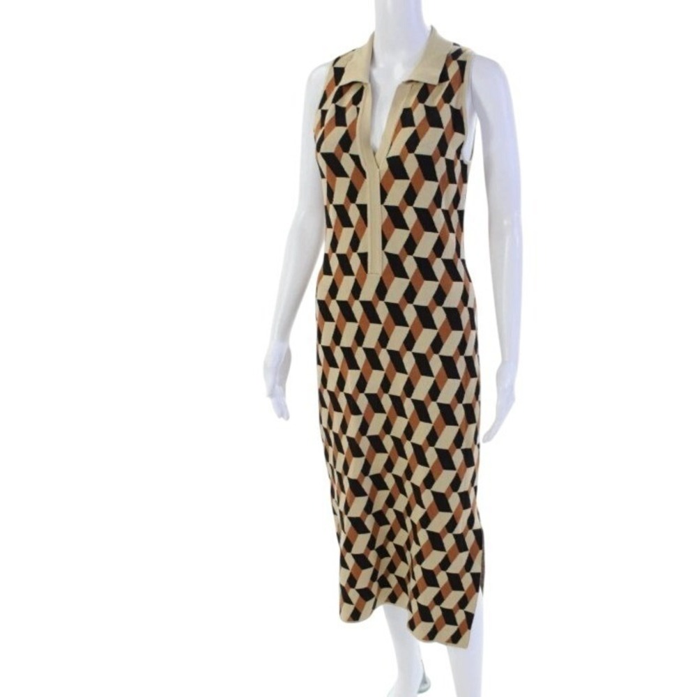 House of Harlow 1960 Geometric Print Sleeveless Knit Midi Dress Women's M - Picture 3 of 12
